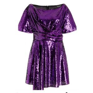 Del Core - Exclusive Sequin Mini Dress in Purple NWT Size Fr 42 or US 10